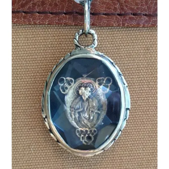 Love Heals Faceted Cabochon Crystal Rosary Brocade Charm w/plain Ring LH46 - Picture 3 of 3